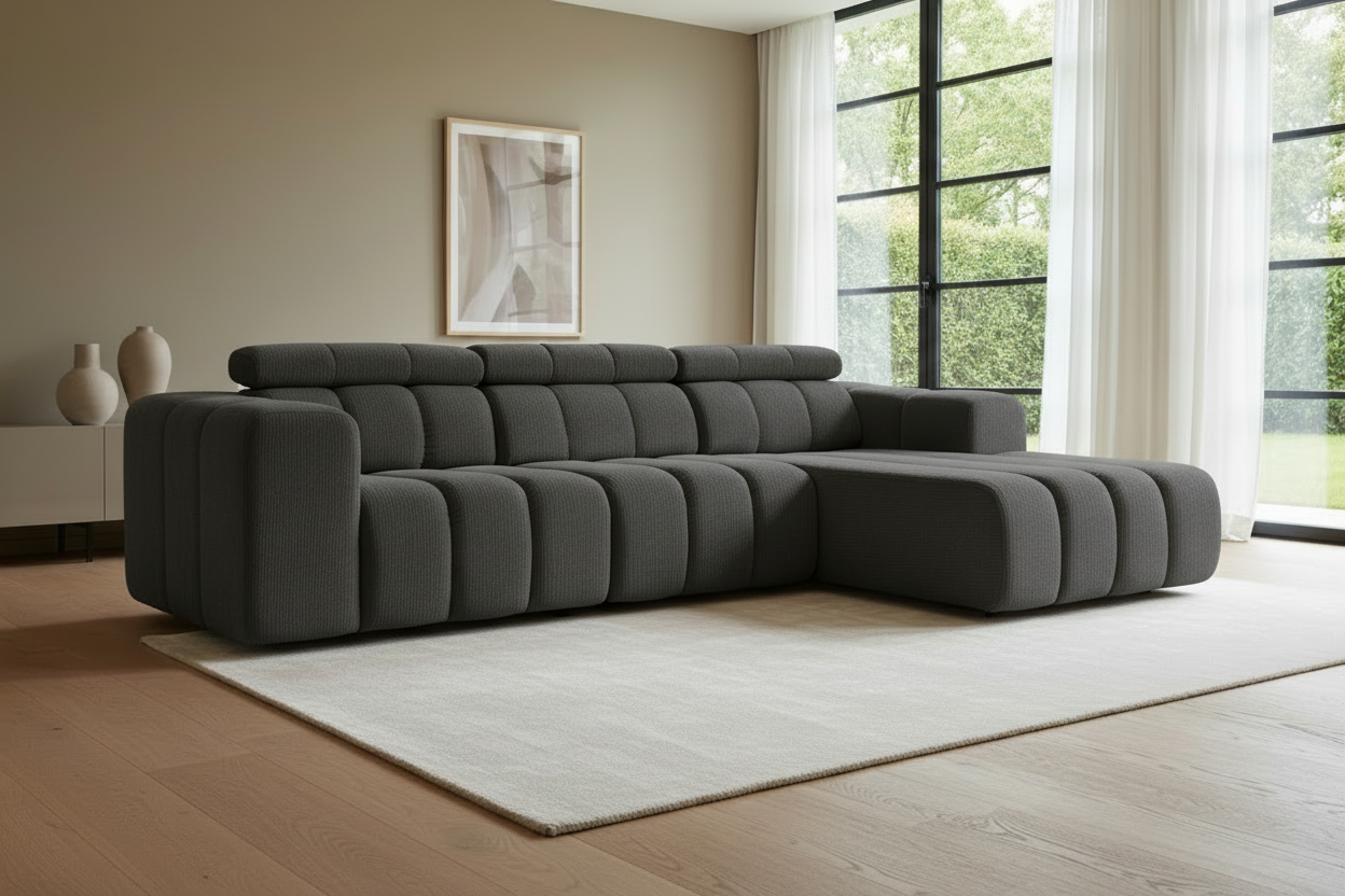 Berlin Ecksofa Dunkelgrau - Schrägansicht