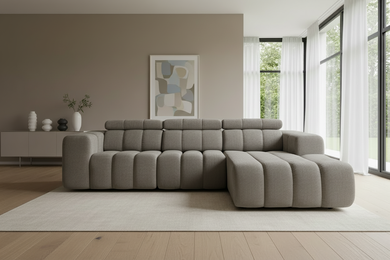 Berlin Ecksofa Grey - Frontalansicht