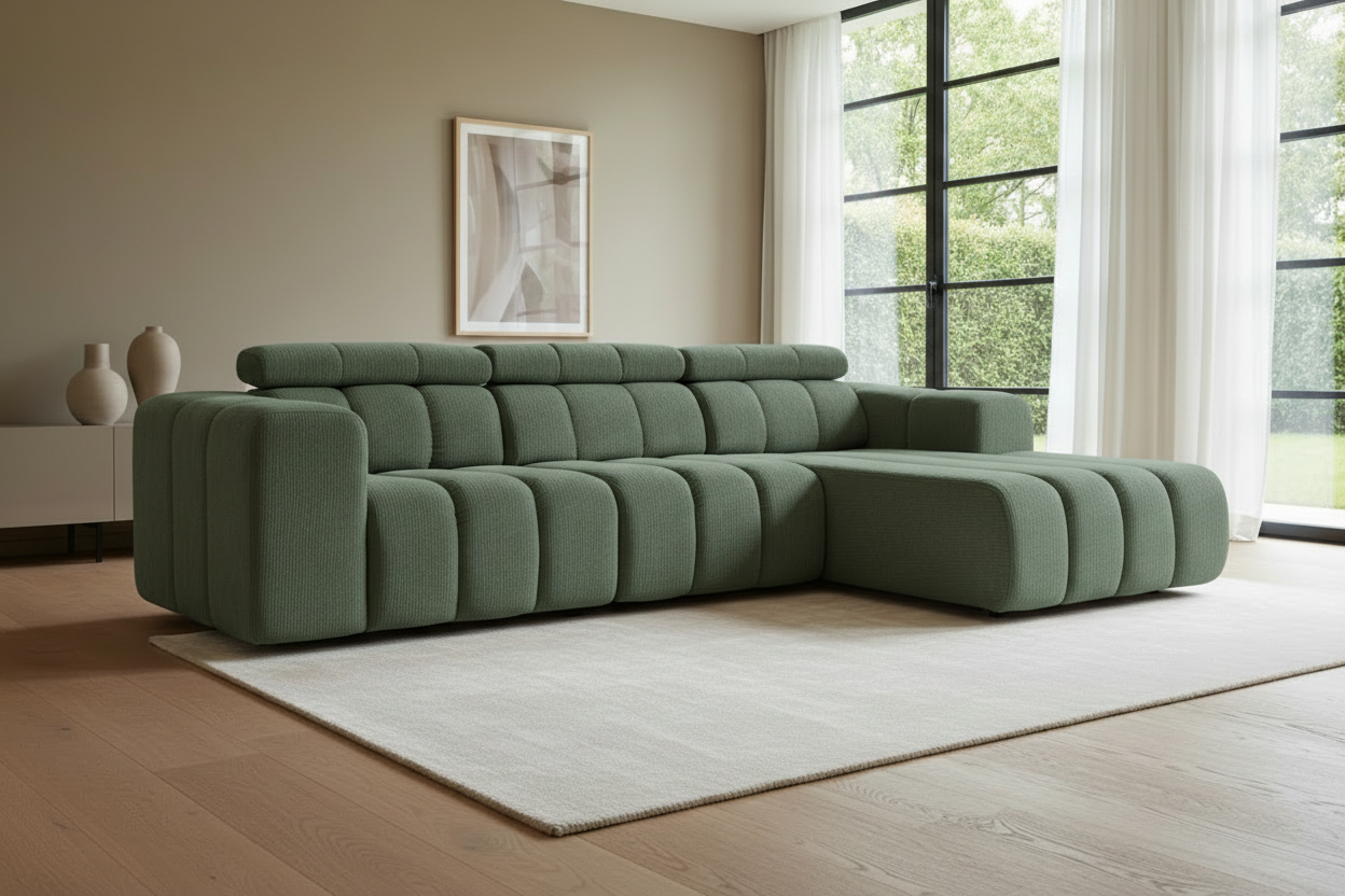 Berlin Ecksofa Sage Green - Schrägansicht