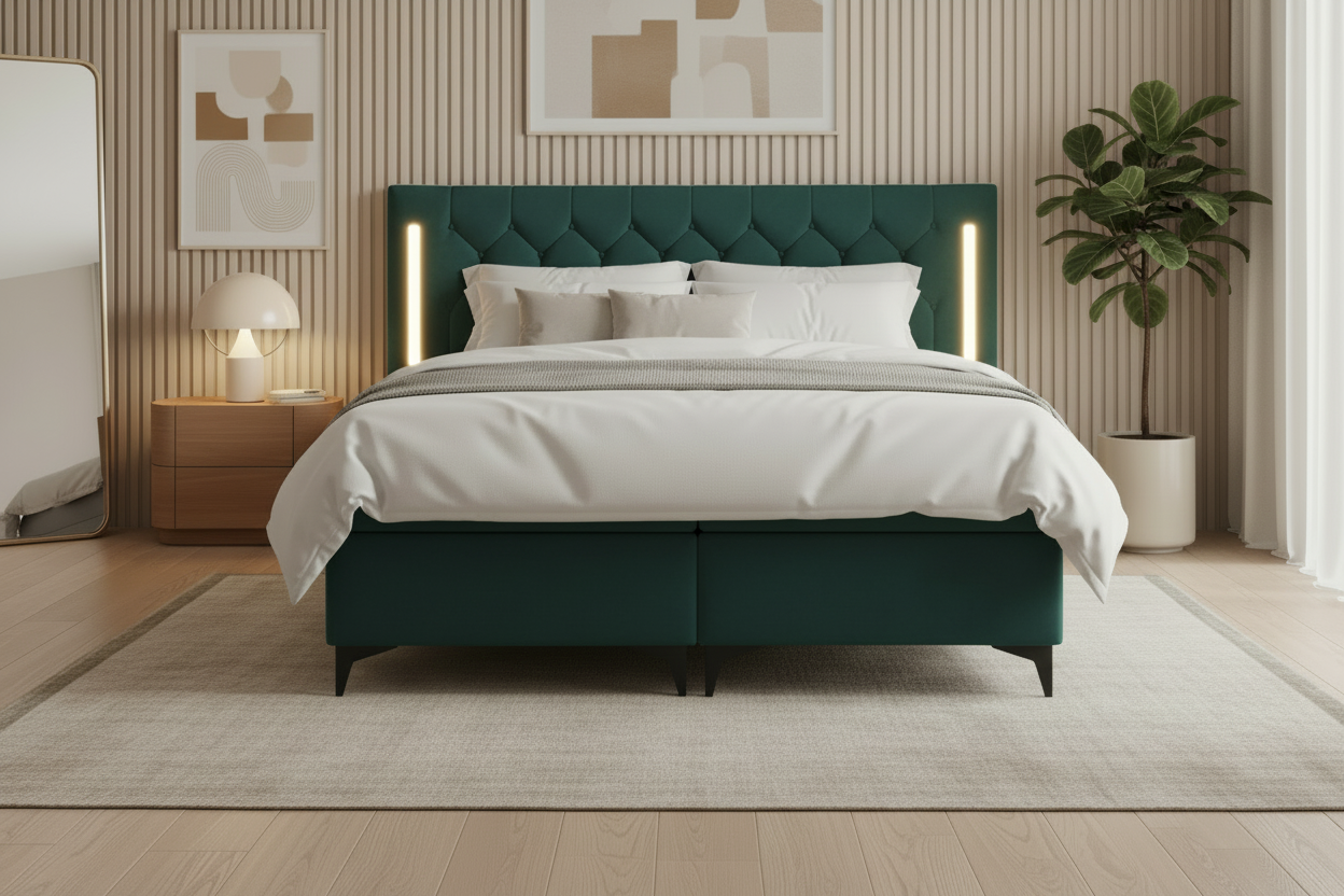 Bett Frontalansicht Emerald Blue