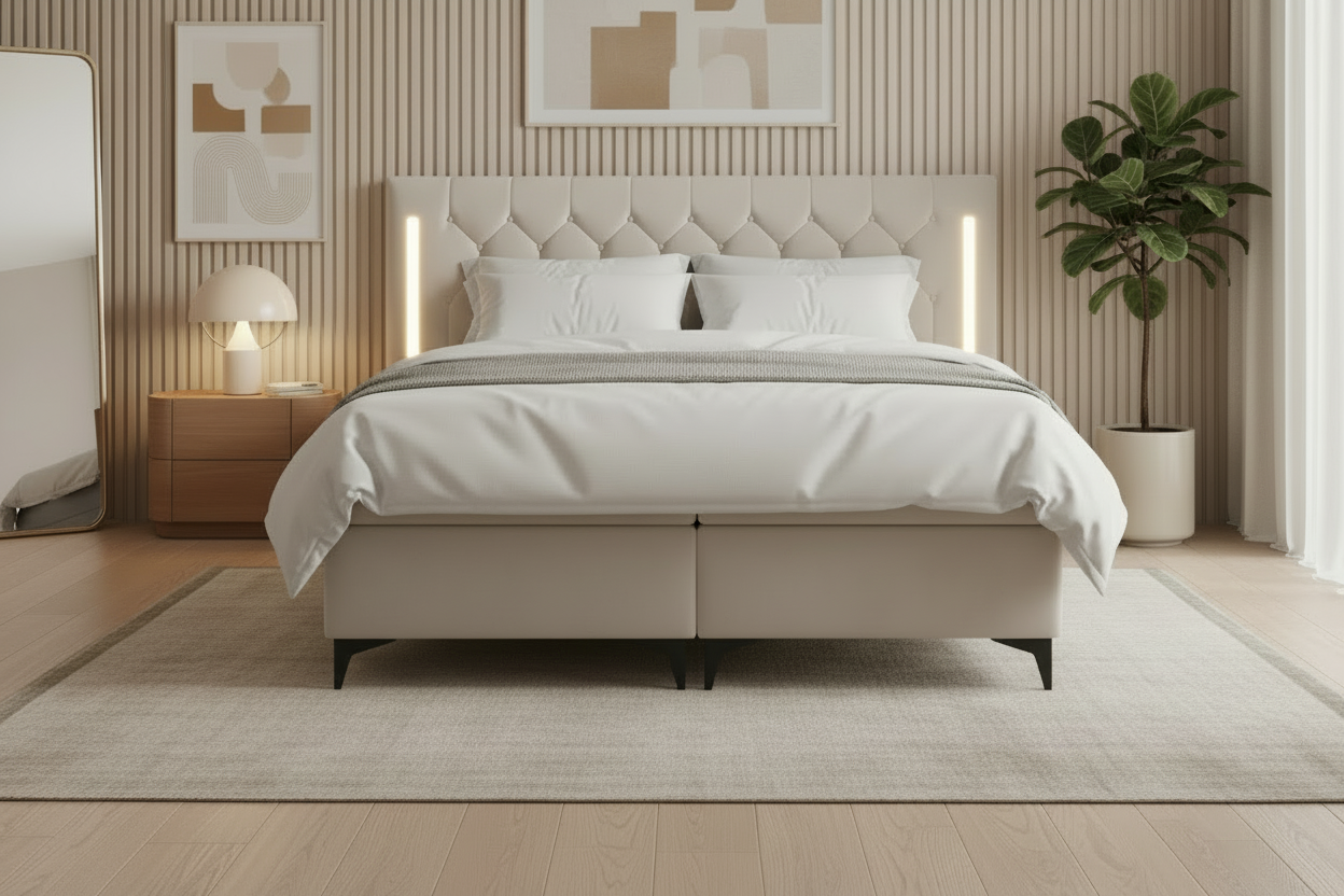 Bett Frontalansicht Greige White