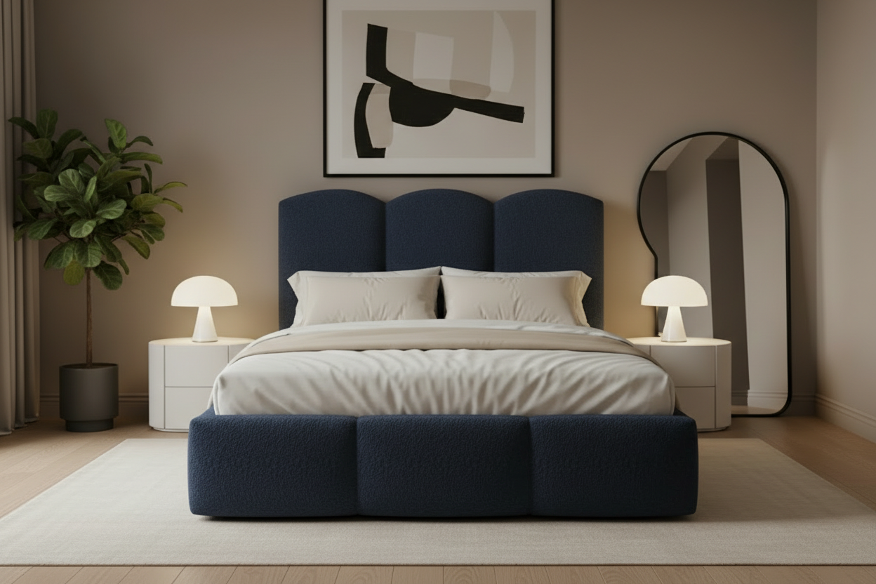 Bett Frontalansicht Navy Blau