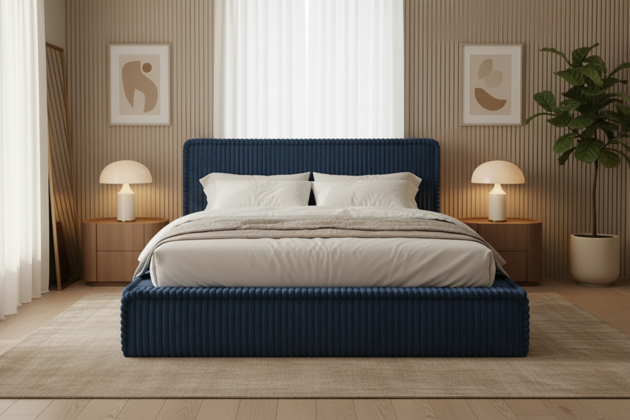 Bett Frontalansicht Navy Blue