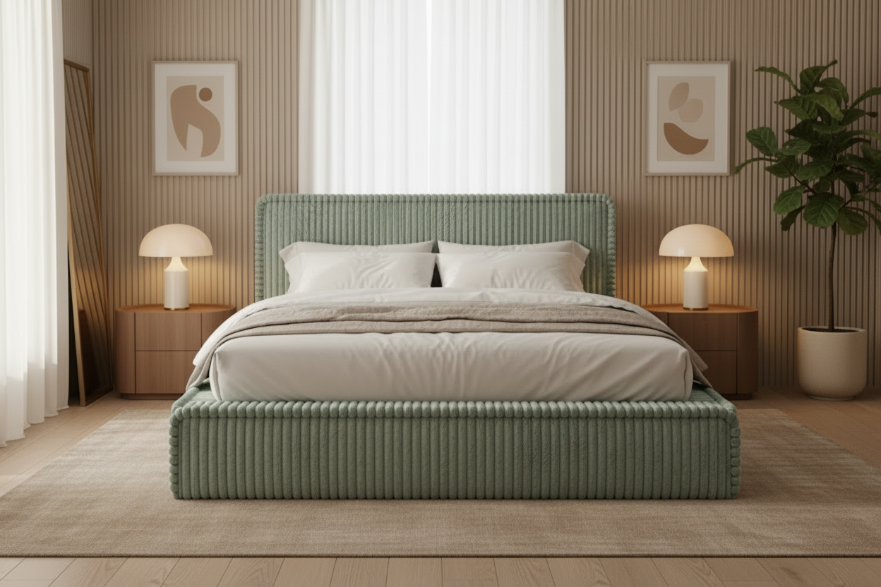 Bett Frontalansicht Sage Green