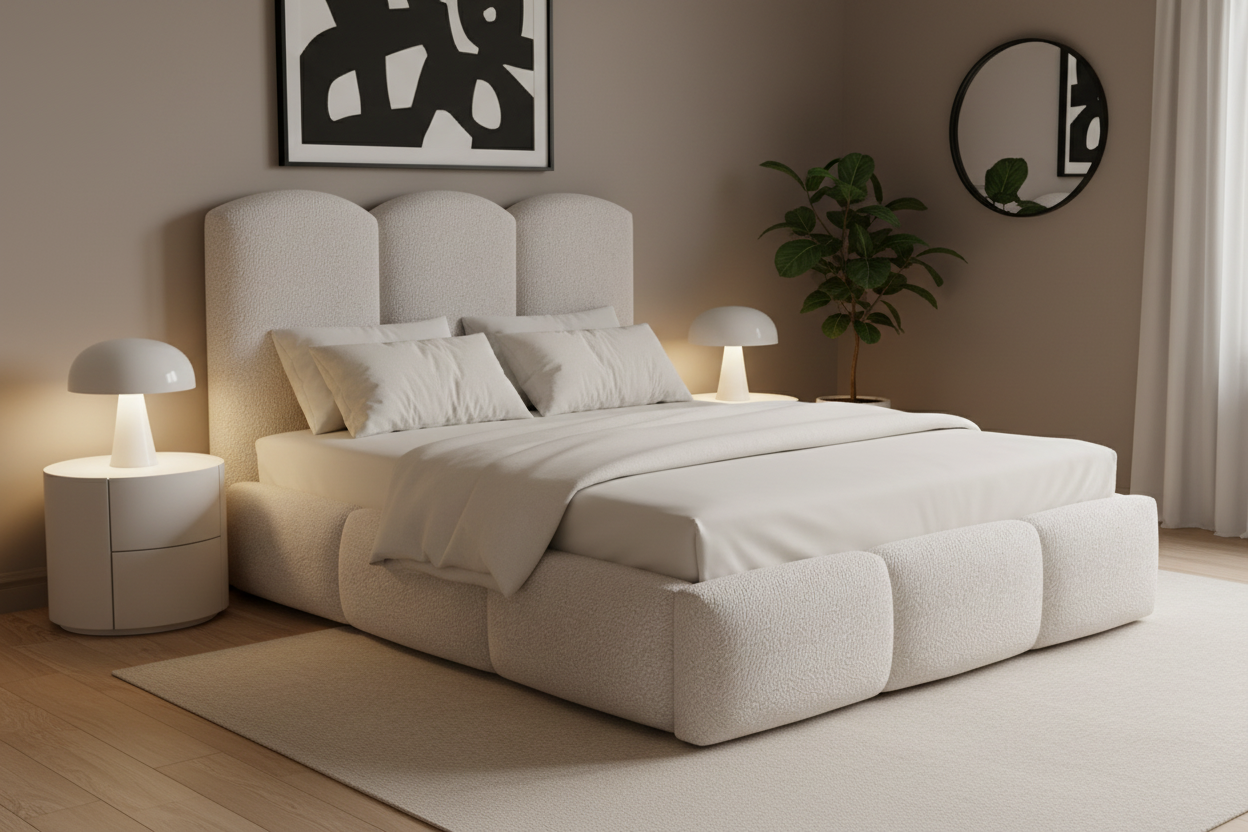 Bett Schrägansicht Beige