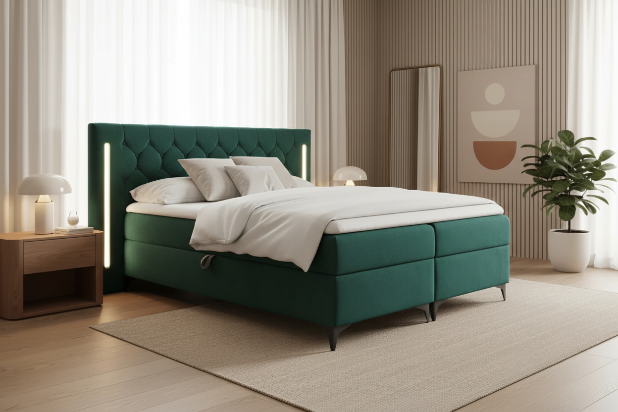 Bett Schrägansicht Emerald Blue