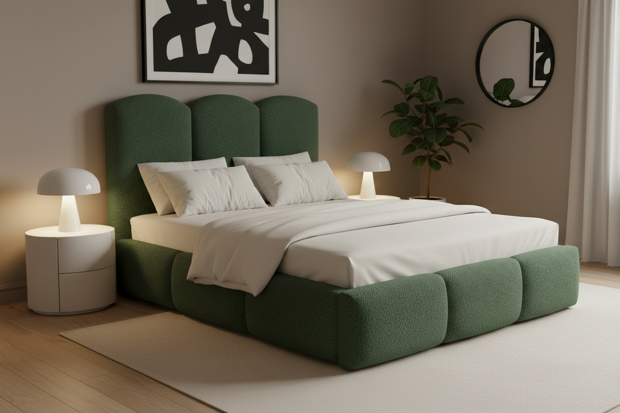 Bett Schrägansicht Grün