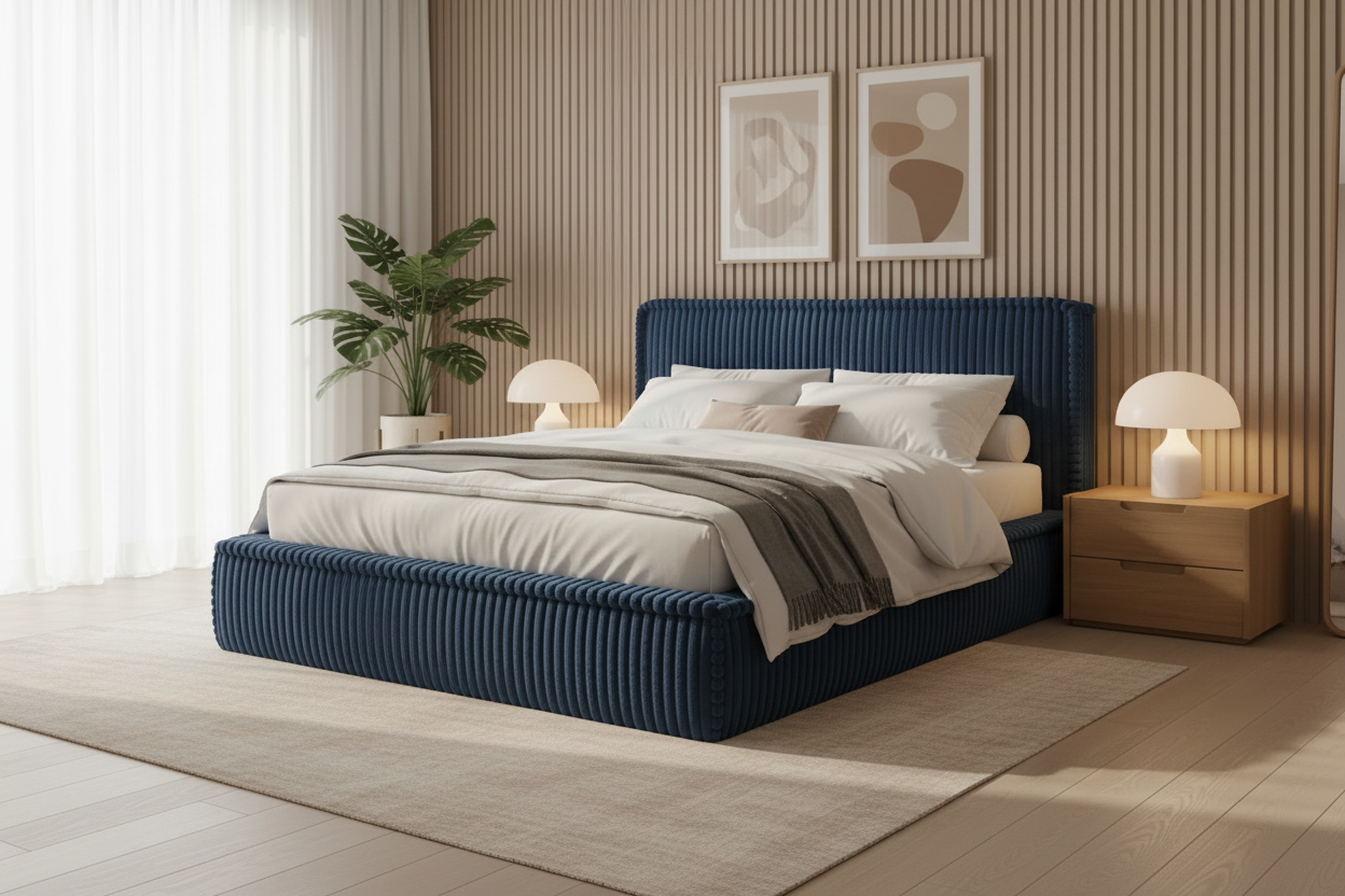 Bett Schrägansicht Navy Blue