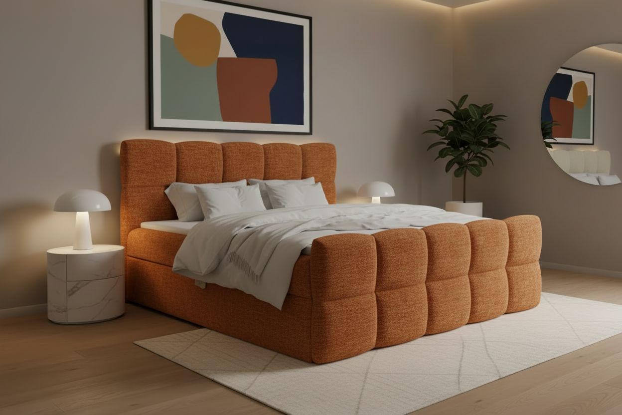 Bett Schrägansicht Orange