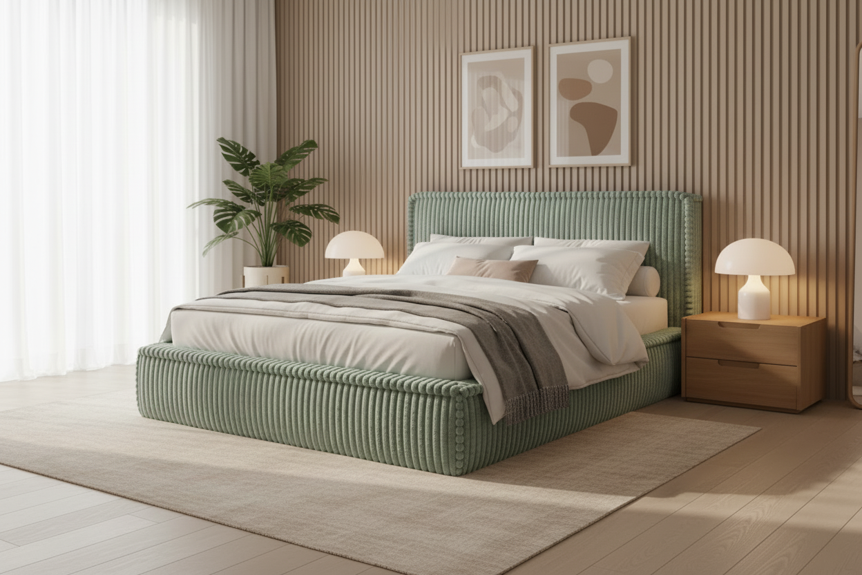 Bett Schrägansicht Sage Green