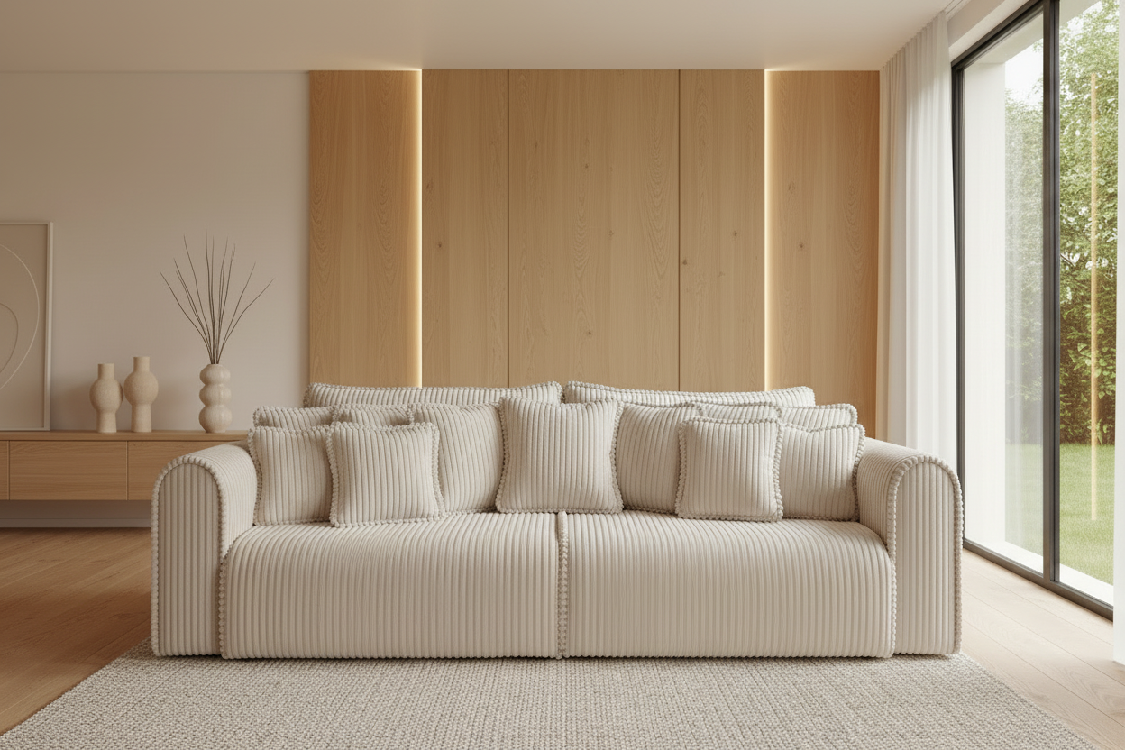 Designer Sofa Big Buddy 4-Sitzer mit Schlaff- & Bettkasten in Cord