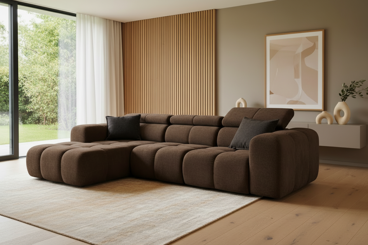 Designer Ecksofa Bloom elektrisch mit Sitzverstellung Chenille