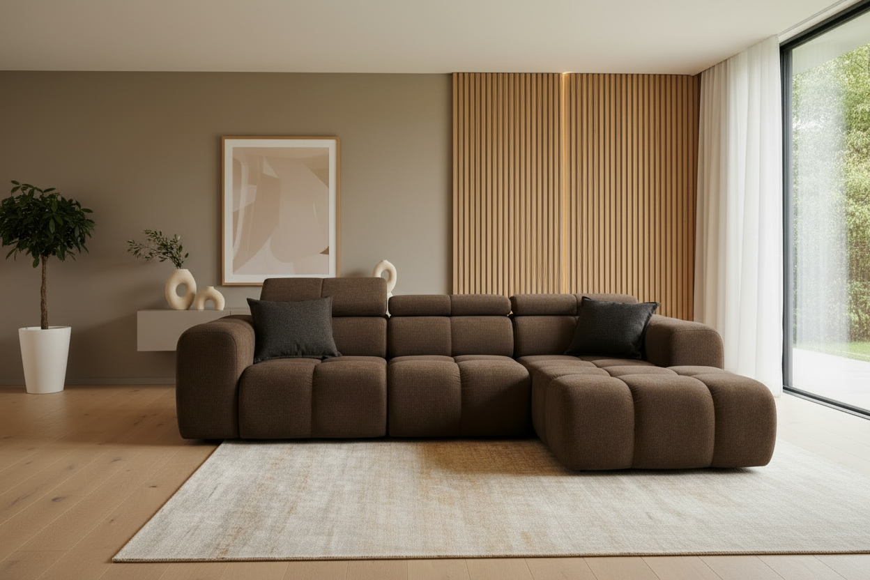 Bloom Ecksofa Braun Frontalansicht