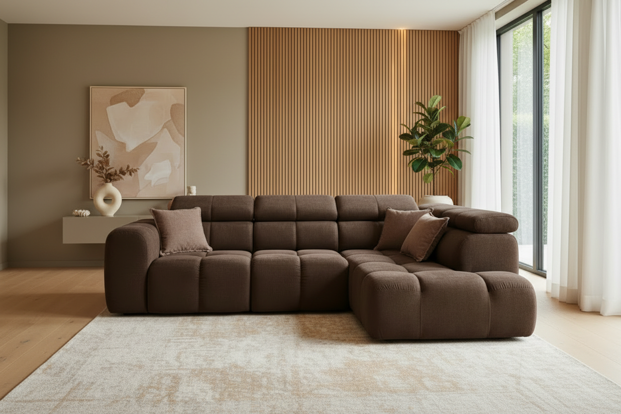 Bloom Ecksofa Braun Frontalansicht