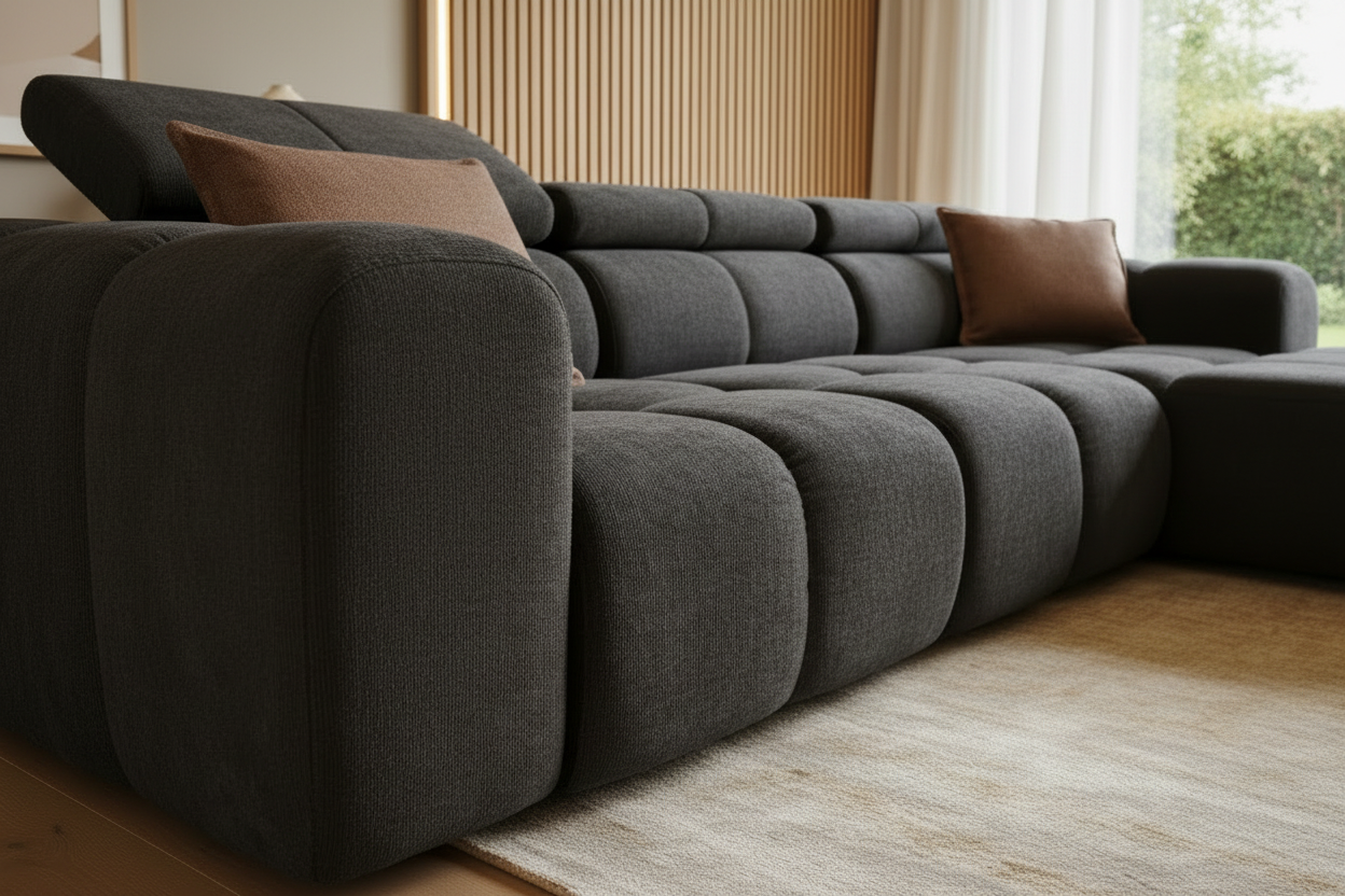 Bloom Ecksofa Dunkelgrau 45° Ansicht