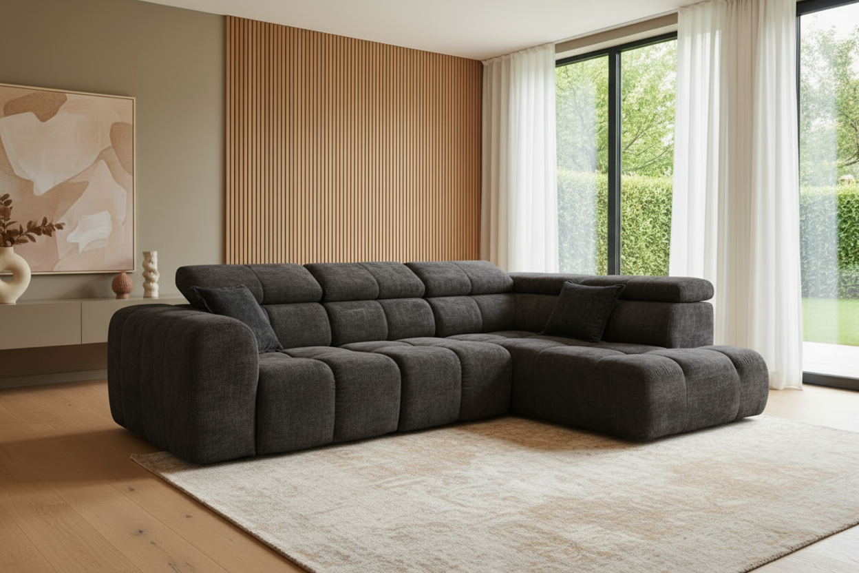 BLOOM Ecksofa in Chenille Dark