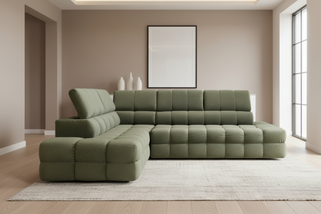 Buffalo Ecksofa Olivgrün Frontalansicht