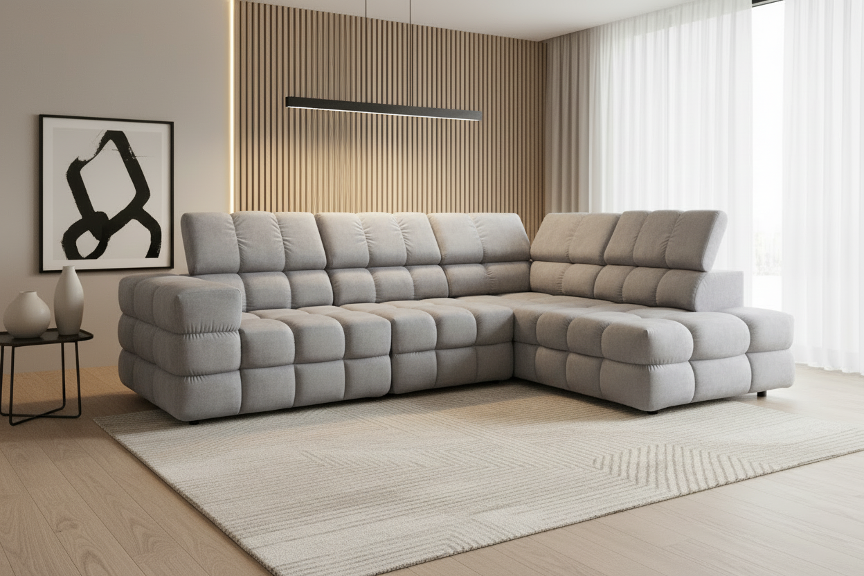 Buffalo Ecksofa Silber Schrägansicht