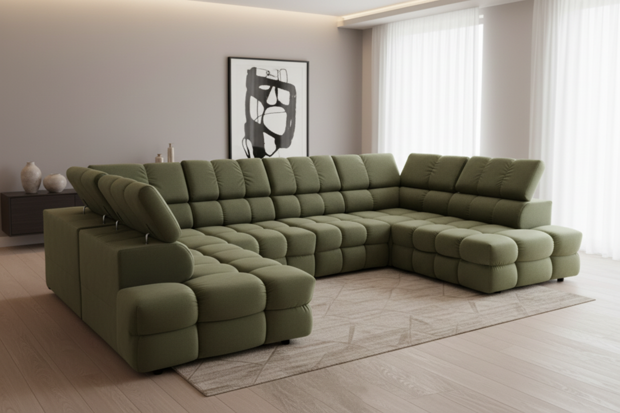 Buffalo Wohnlandschaft Olivgrün Schrägansicht