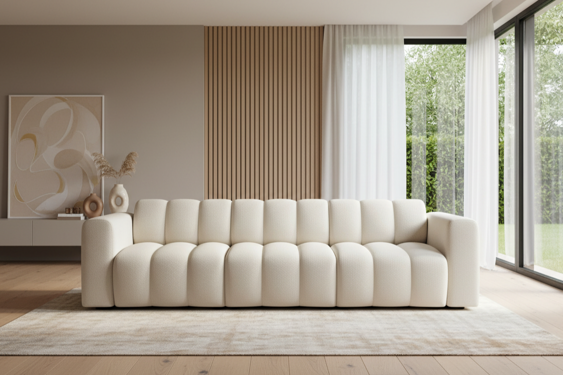 Designer Sofa Bummel 3-Sitzer modular in Bouclé