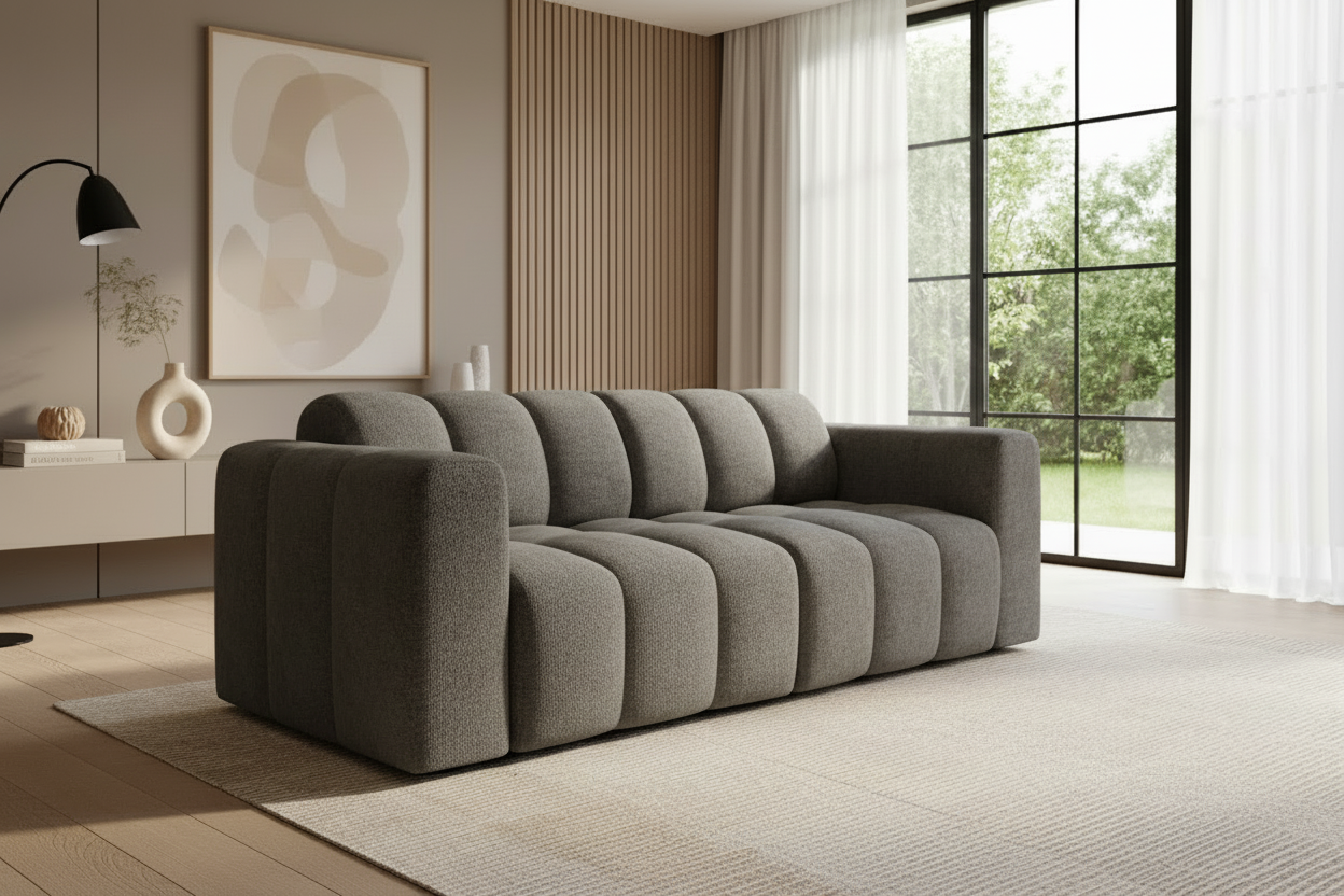 Bummel A1-1A Sofa in Manza Dunkelgrau