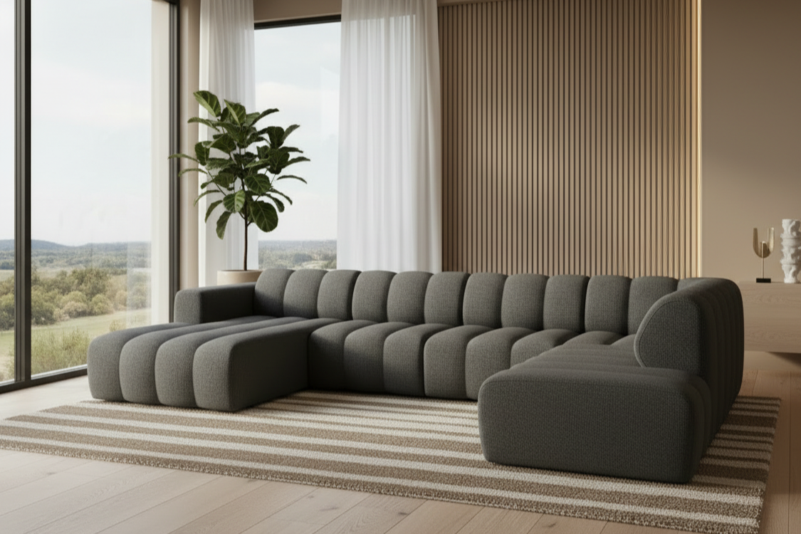 Designer Wohnlandschaft Bummel modular in Bouclé