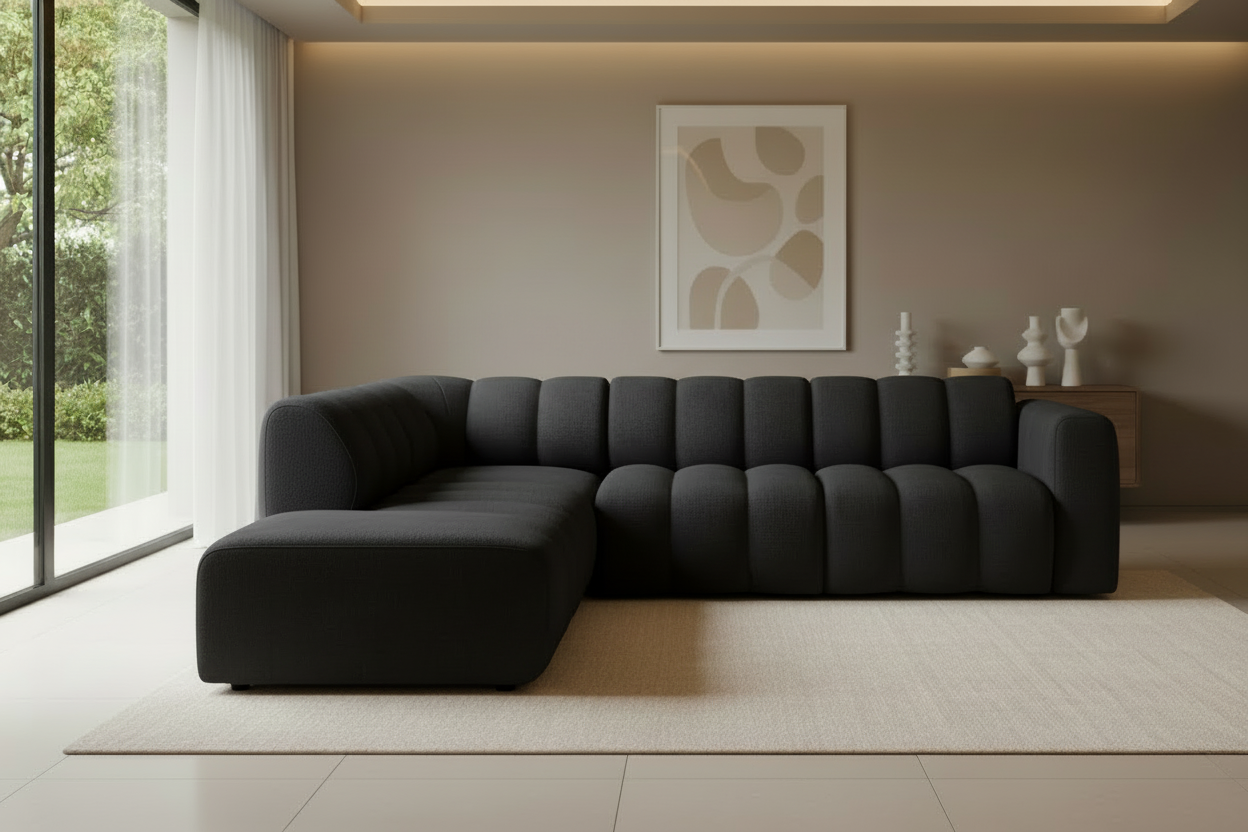 Designer Bummel L Ecksofa modular in Bouclé