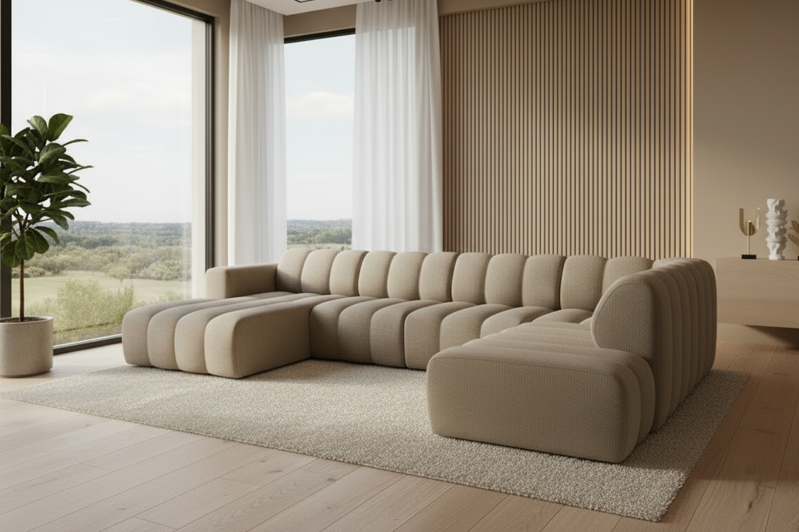 Designer Wohnlandschaft Bummel modular in Bouclé