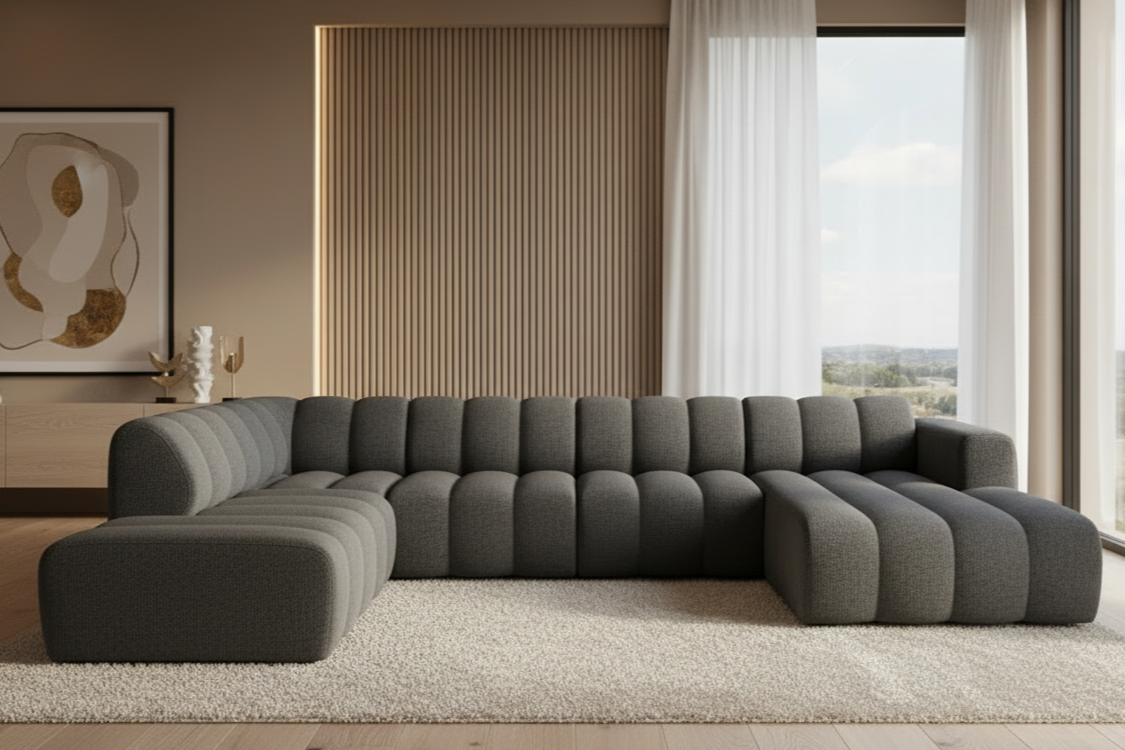 Designer Wohnlandschaft Bummel modular in Bouclé