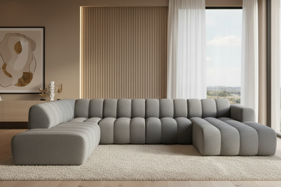 Designer Wohnlandschaft Bummel modular in Bouclé