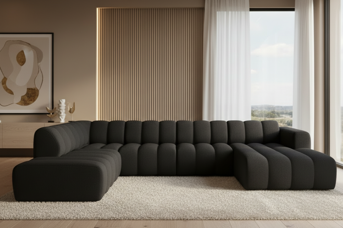 Designer Wohnlandschaft Bummel modular in Bouclé