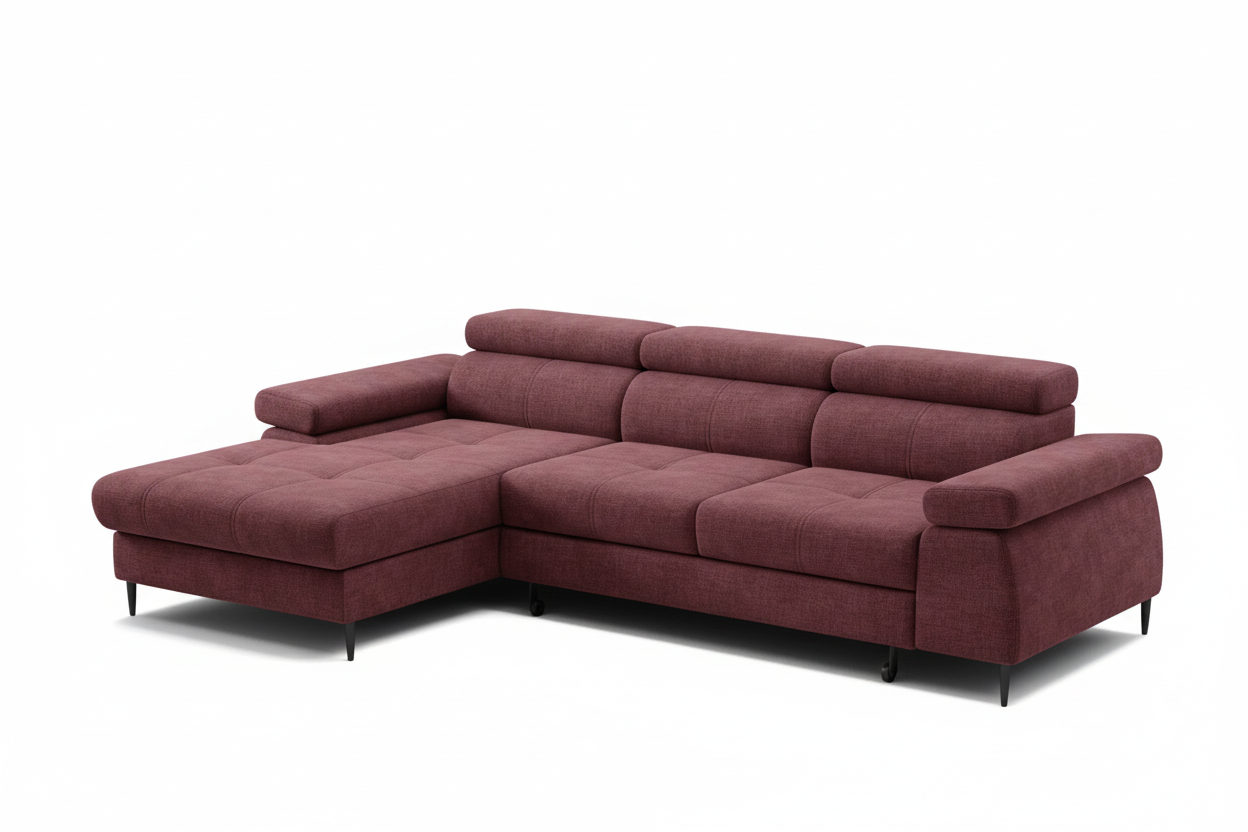 Córdoba I Ecksofa Bordeaux Schrägansicht