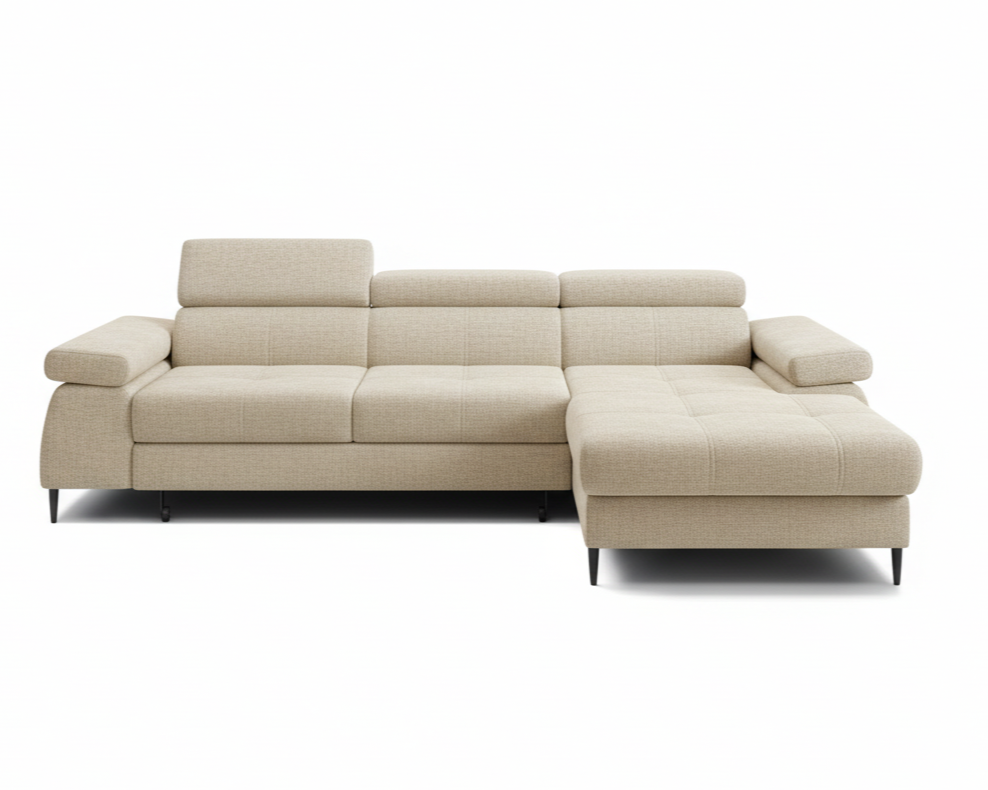 Designer Ecksofa Córdoba I mit Schlaffunktion & Bettkasten in Chenille