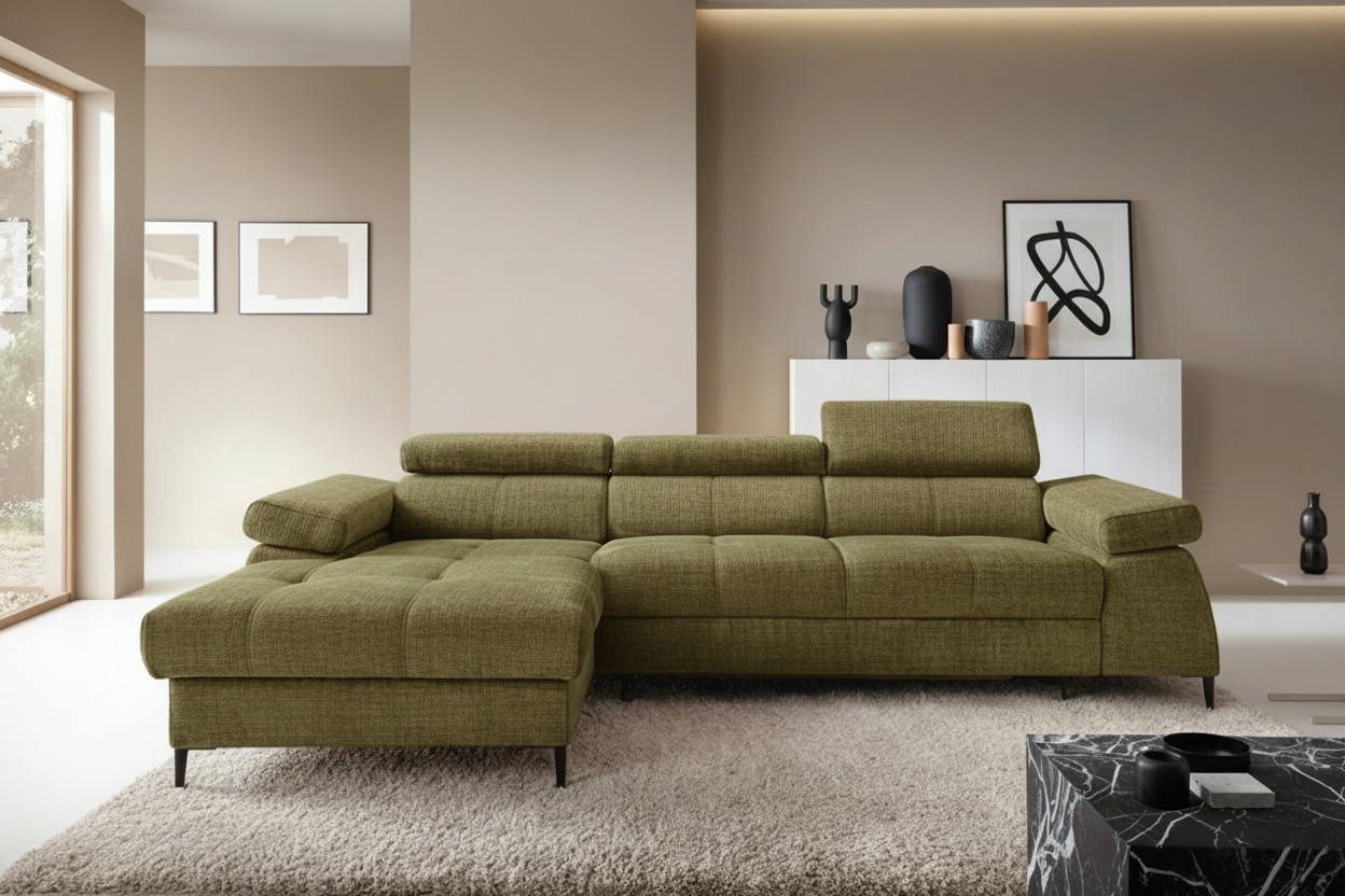 Córdoba I Ecksofa in Cremona Chenille Moose Green