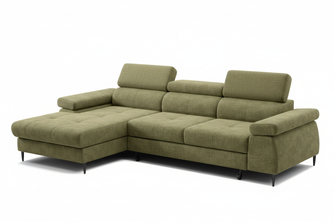 Designer Ecksofa Córdoba I mit Schlaffunktion & Bettkasten in Chenille