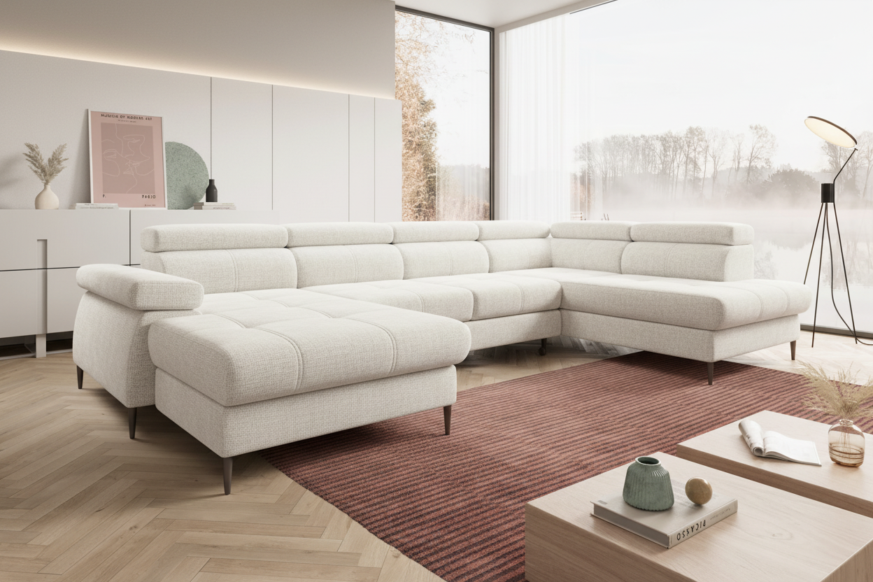 Córdoba III Ecksofa in Brighter White Chenille