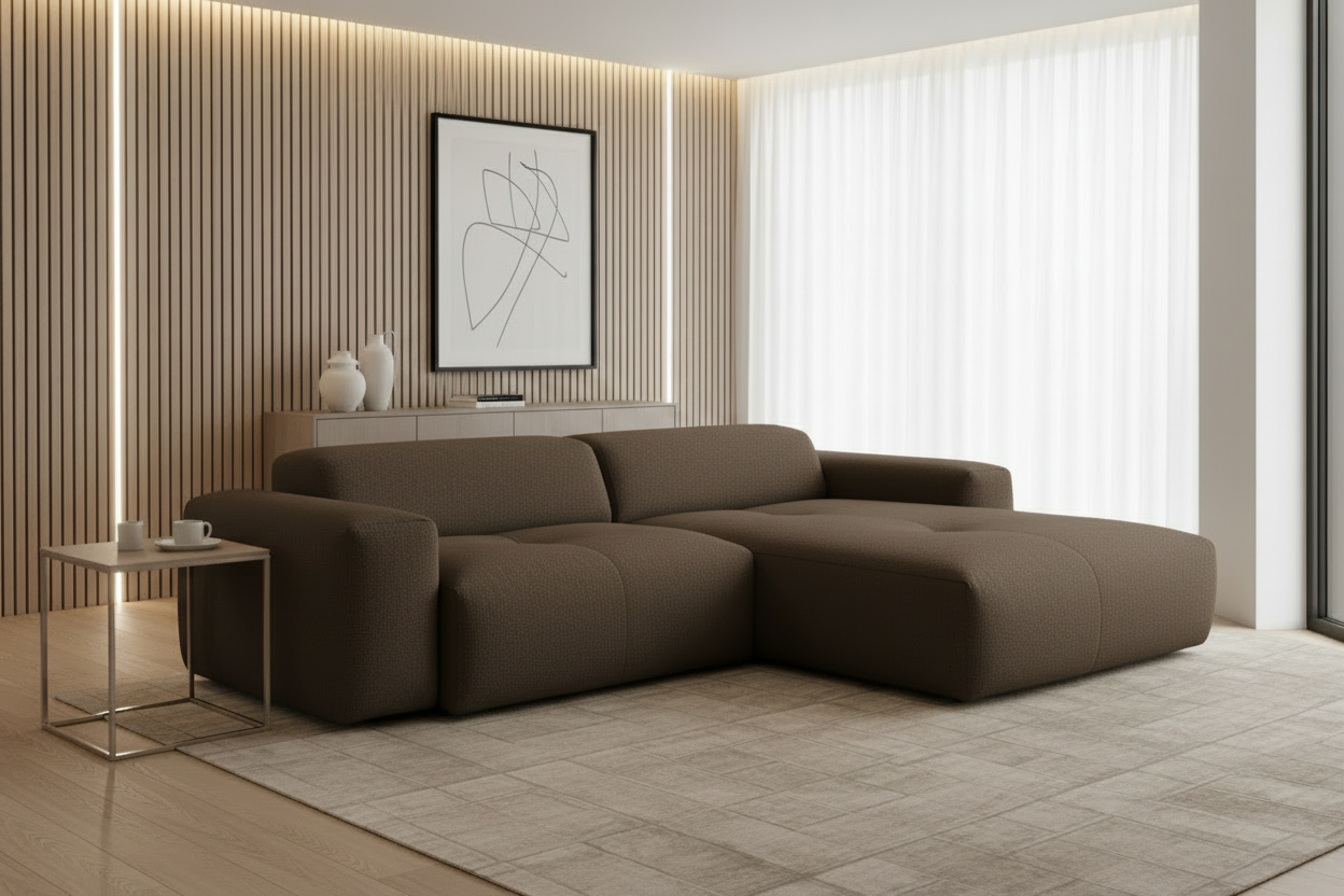 Calm Ecksofa Braun Schrägansicht