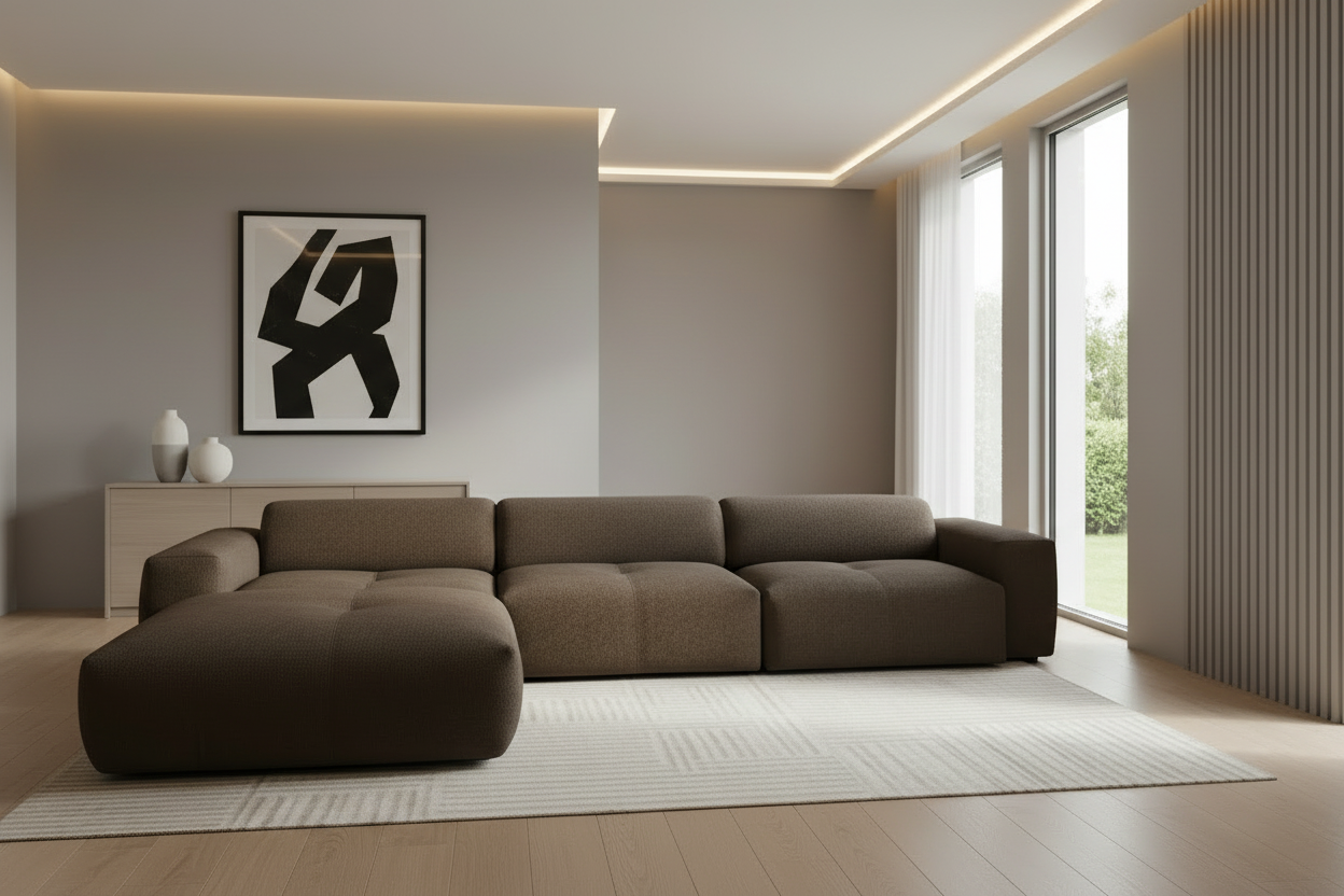 Designer Ecksofa Calm L modular in Bouclé