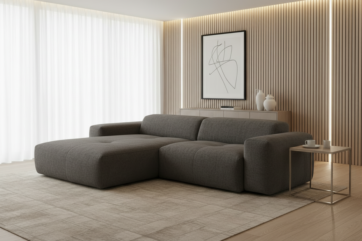 Designer Ecksofa Calm modular 3-Sitzer in Bouclé