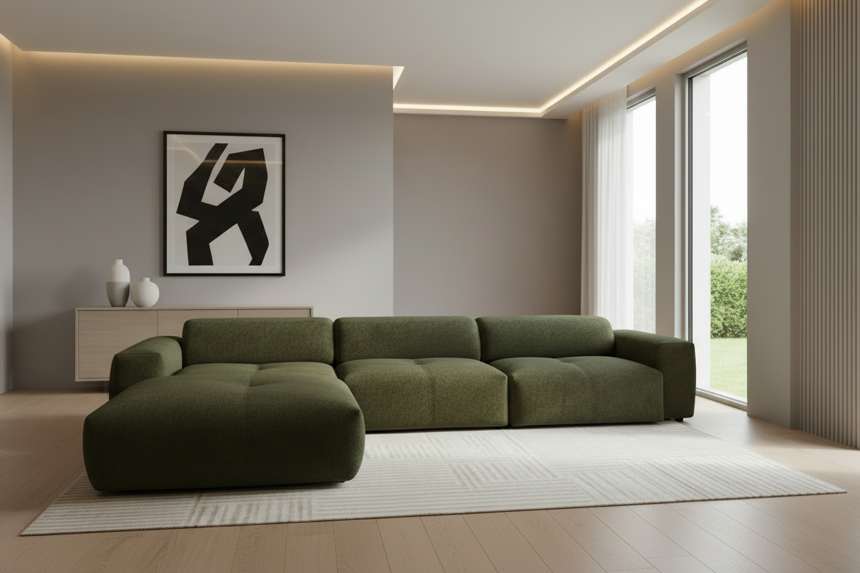 Designer Ecksofa Calm L modular in Bouclé