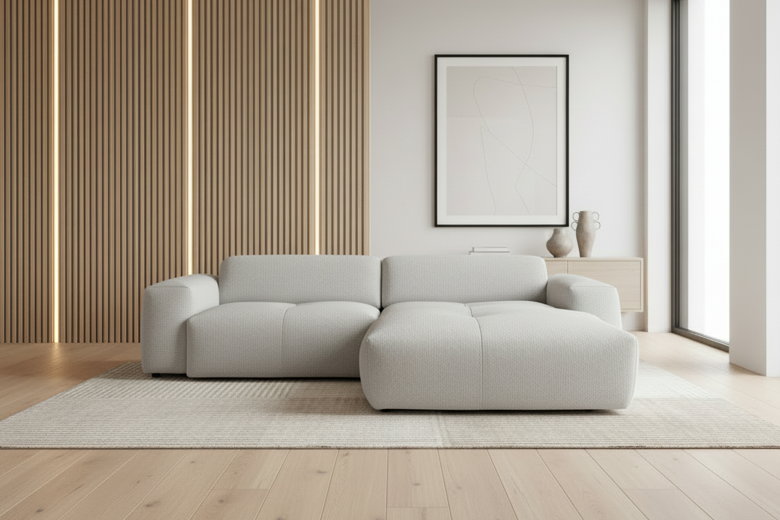 Designer Ecksofa Calm modular 3-Sitzer in Bouclé