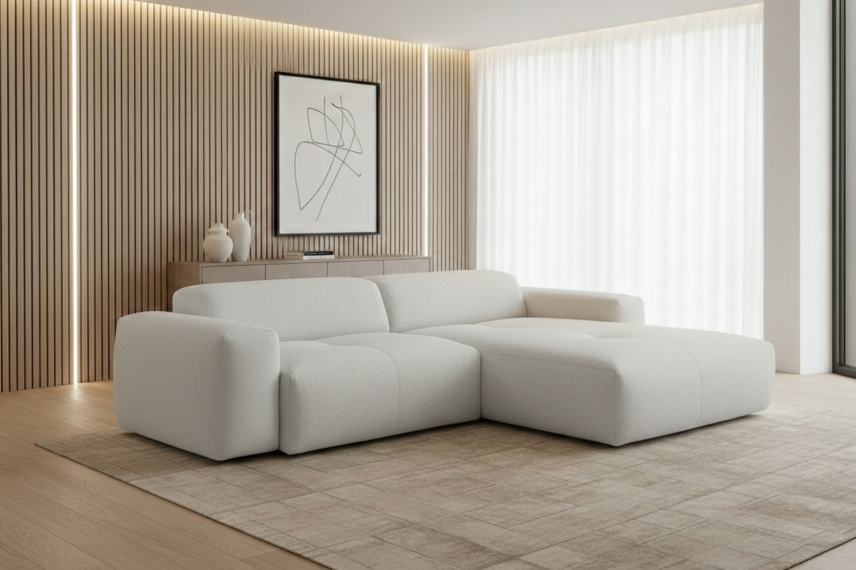 Calm Ecksofa Hellgrau Schrägansicht