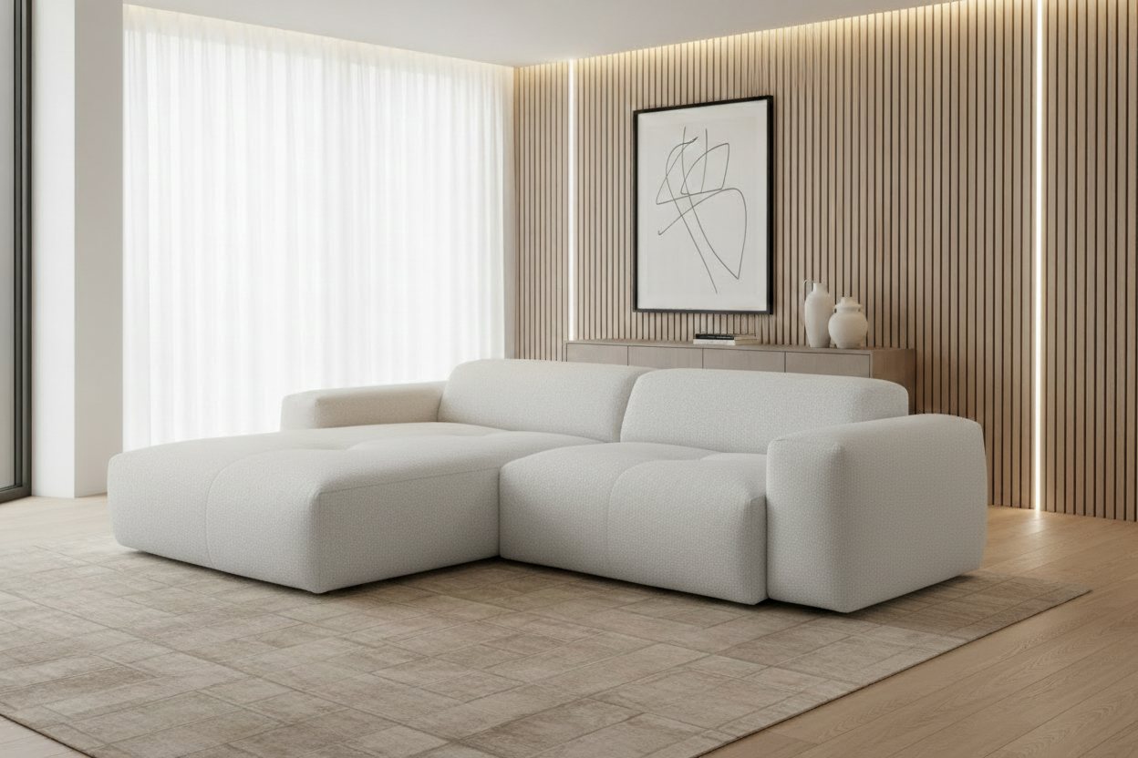 Designer Ecksofa Calm modular 3-Sitzer in Bouclé