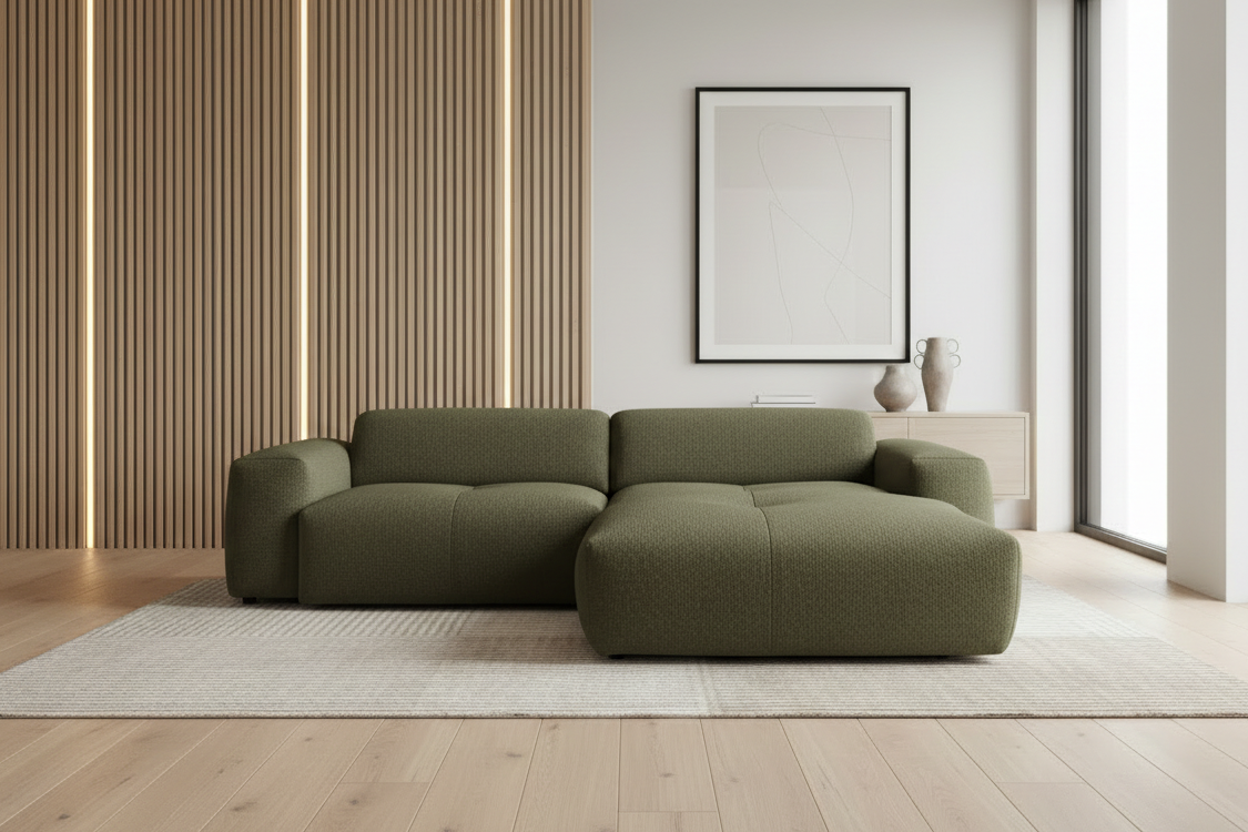 Designer Ecksofa Calm modular 3-Sitzer in Bouclé