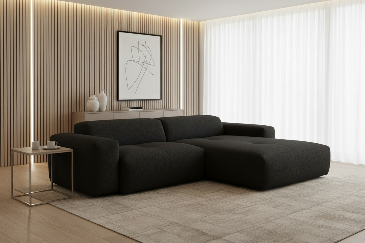 Calm Ecksofa Schwarz Schräg