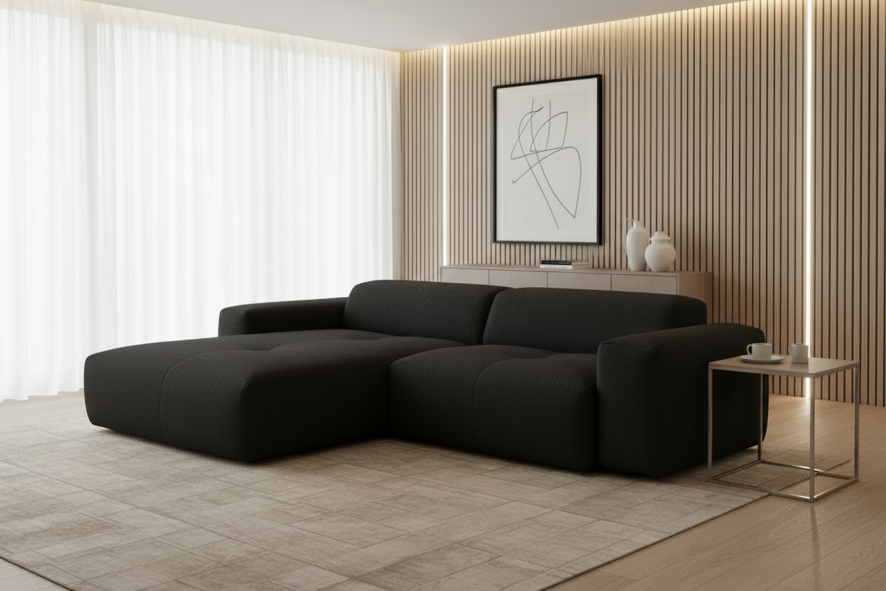 Designer Ecksofa Calm modular 3-Sitzer in Bouclé