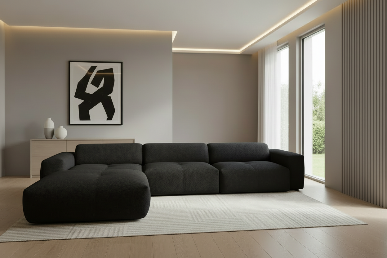 Designer Ecksofa Calm L modular in Bouclé