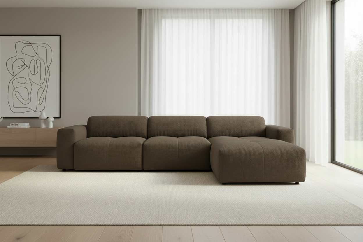 Calm L Ecksofa Braun Front