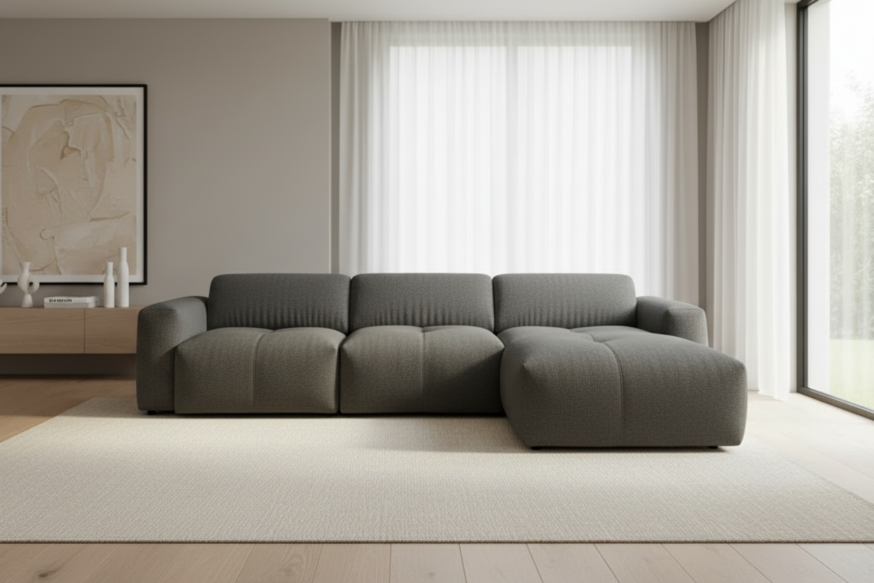 Calm L Ecksofa Dunkelgrau Front