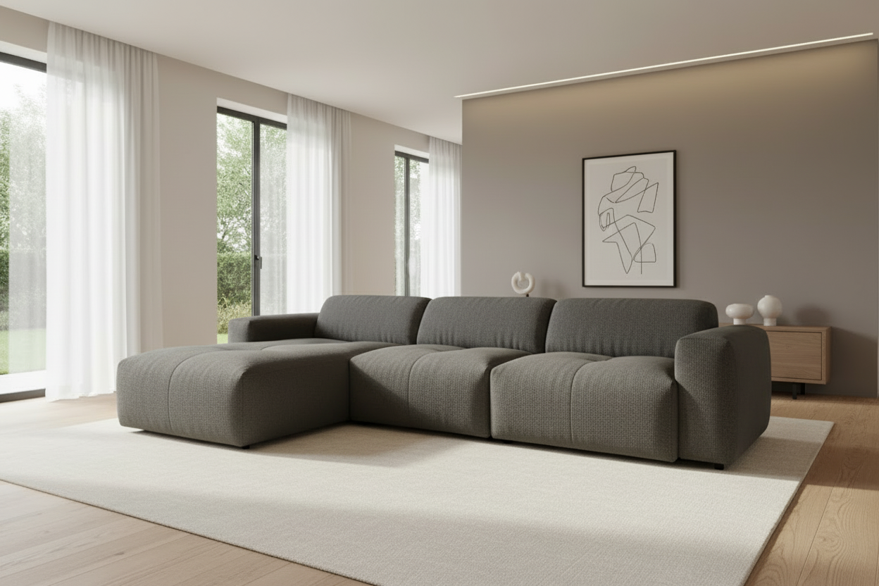 Designer L Ecksofa Calm modular in Bouclé